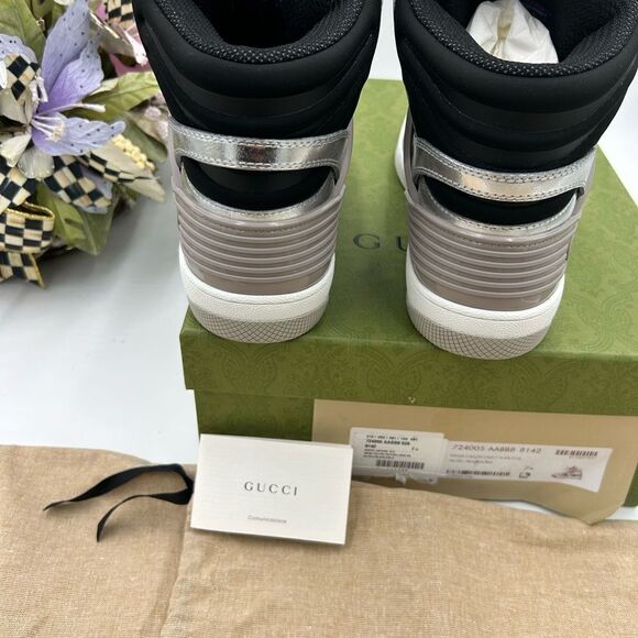 Men’s Gucci basket high top silver sneakers size 7.5 made in Italy - Picture 8 of 12